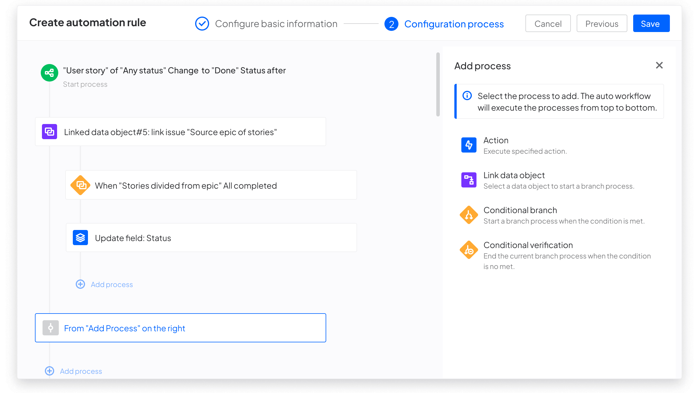 Build your automation rules by adding processes intuitively, simplify your configuration process.